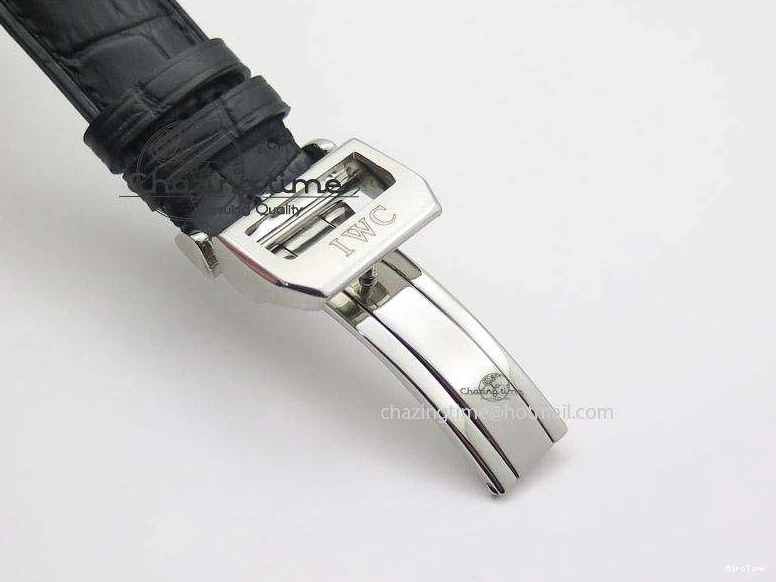 MIROTIME 0509 Minimalist Portuguese 40mm Chrono SS Black Dial On Black Leather Strap A 7382